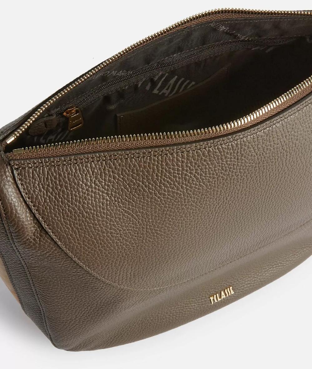 Alviero Martini 1a Classe Universe Leather Tracolla A Mezzaluna Media Taupe Scuro