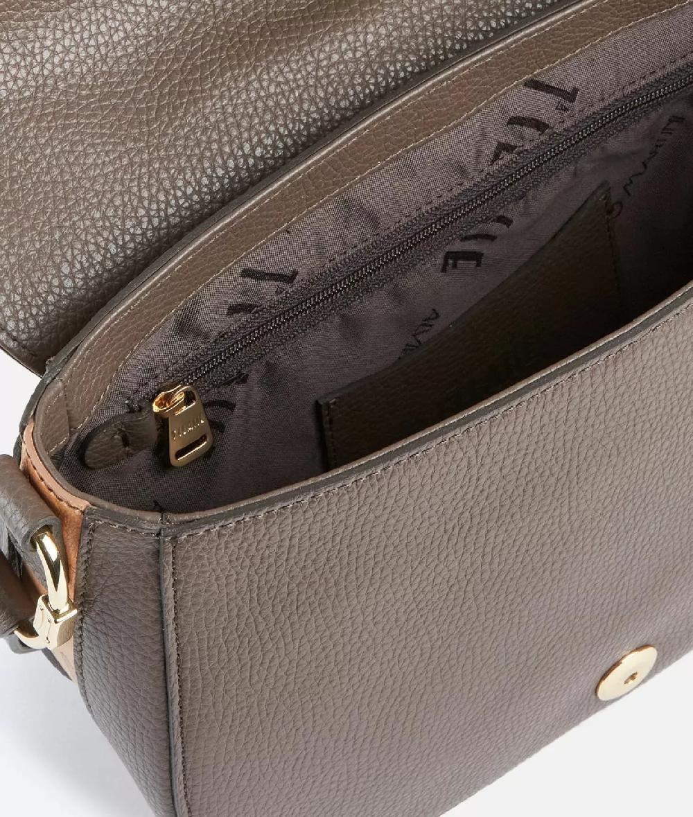 Alviero Martini 1a Classe Universe Leather Tracolla Con Patta Taupe Scuro