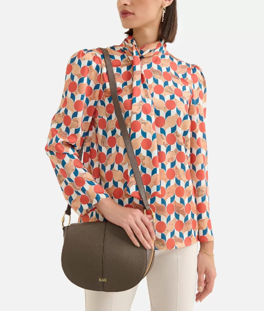 Alviero Martini 1a Classe Universe Leather Tracolla Con Patta Taupe Scuro