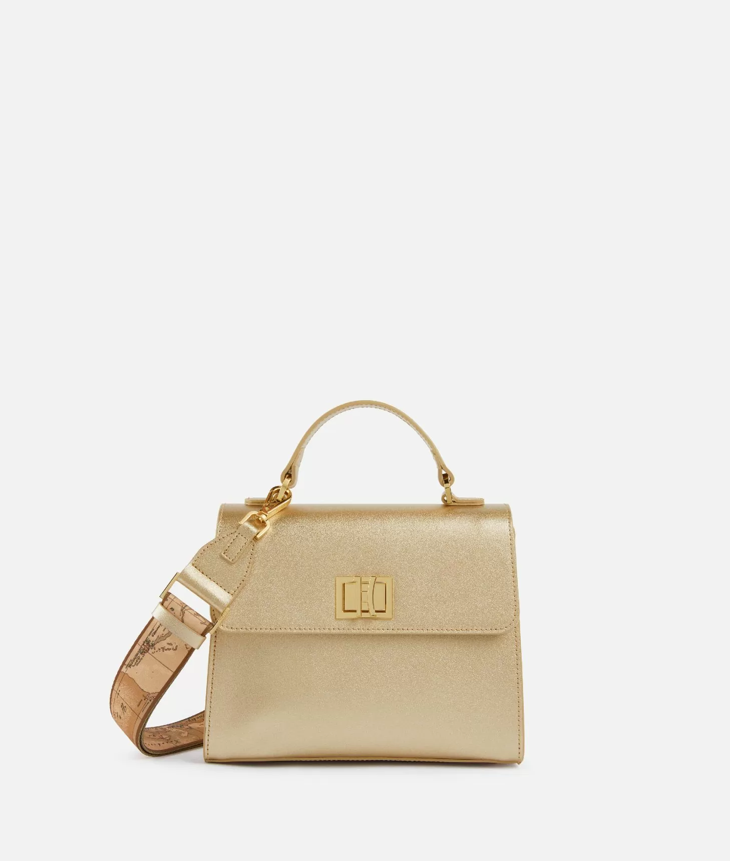 Alviero martini 1a classe Winter Spirit mini tote con tracolla in pelle laminata Oro Chiaro