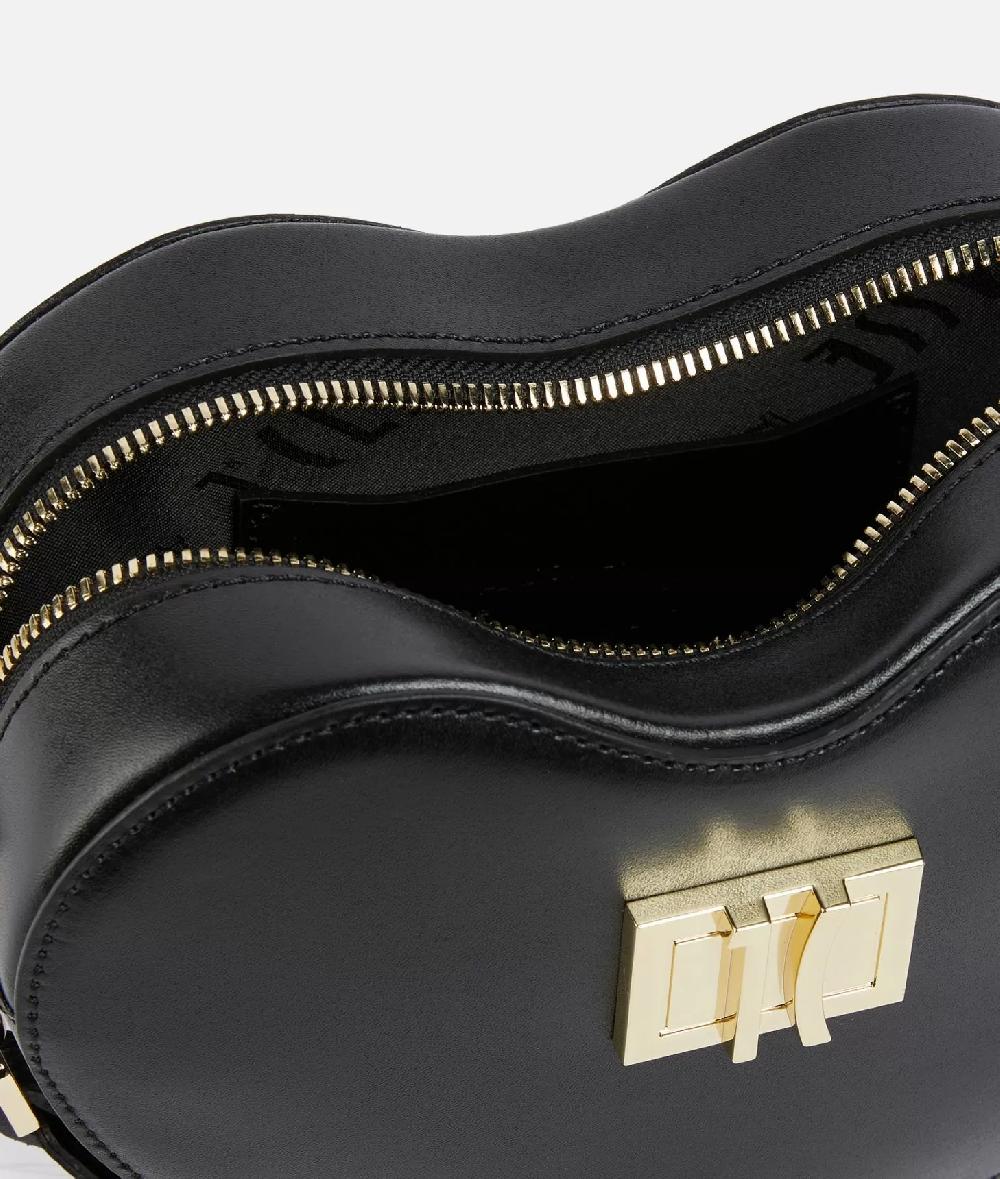 Alviero Martini 1a Classe Winter Spirit Tracollina A Cuore In Pelle Liscia Nera