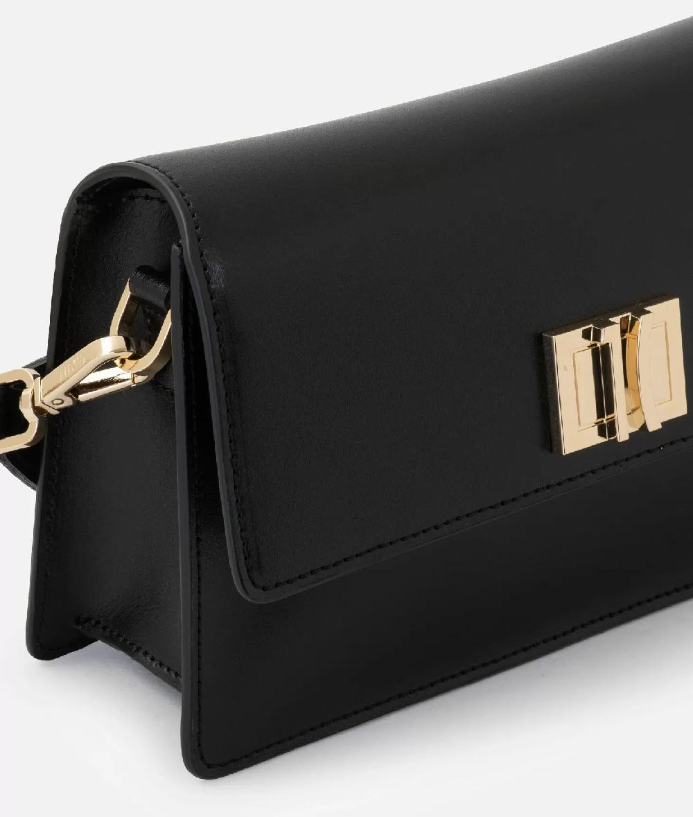 Alviero Martini 1a Classe Winter Spirit Tracollina Con Patta In Pelle Liscia Nera