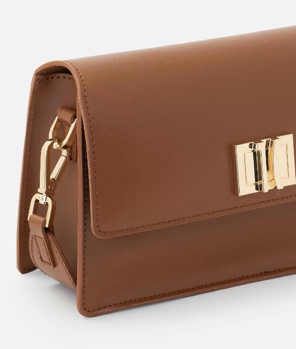 Alviero Martini 1a Classe Winter Spirit Tracollina Con Patta In Pelle Liscia Castagna