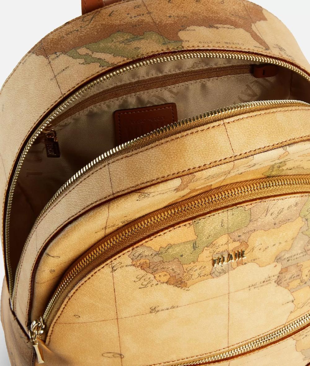 Alviero Martini 1a Classe Zaino Tre Tasche In Tessuto Stampa Geo Classic Naturale