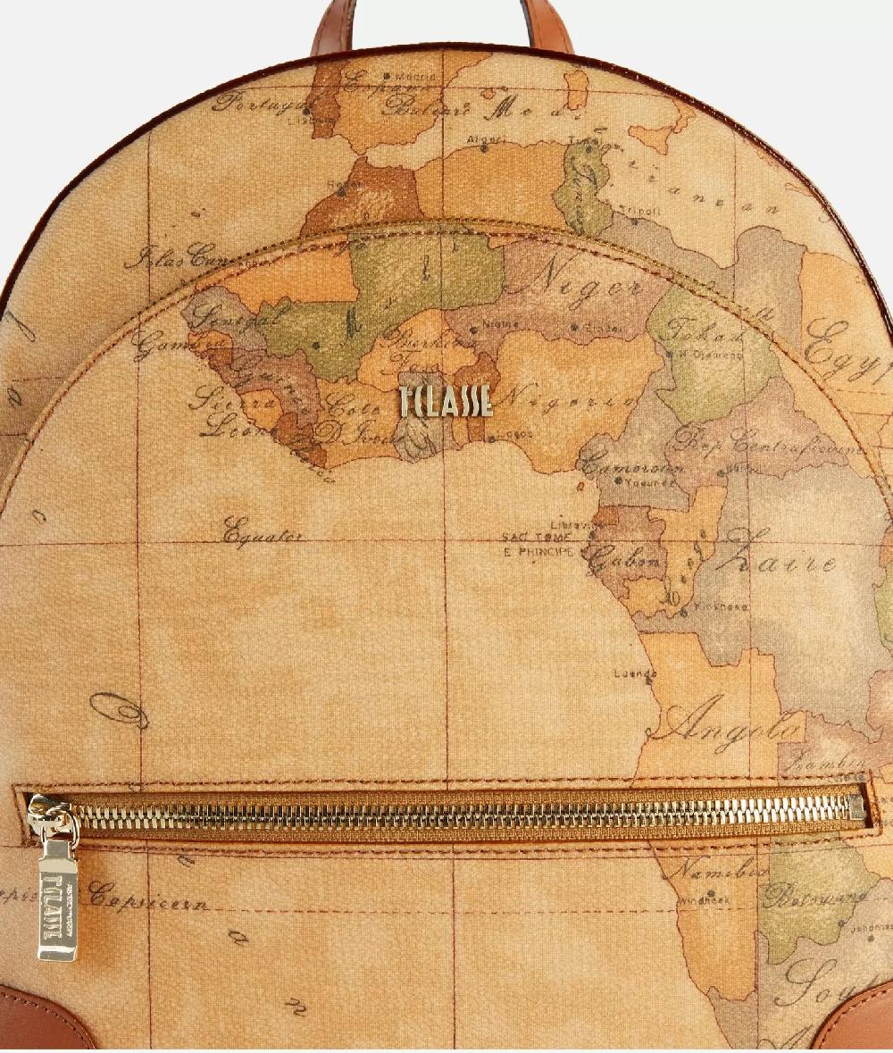 Alviero Martini 1a Classe Zaino Tre Tasche In Tessuto Stampa Geo Classic Naturale