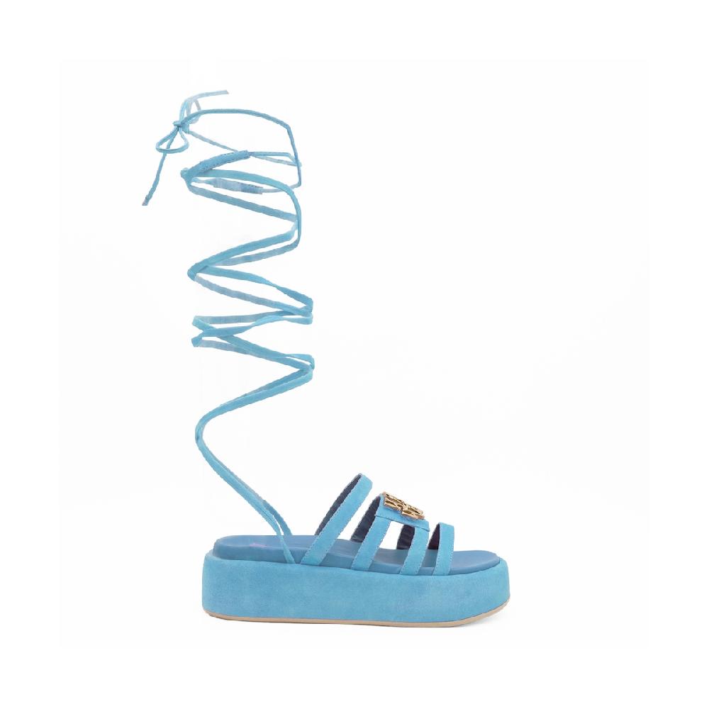 Amalfi by rangoni Sandalo allacciato Cannella azzurro