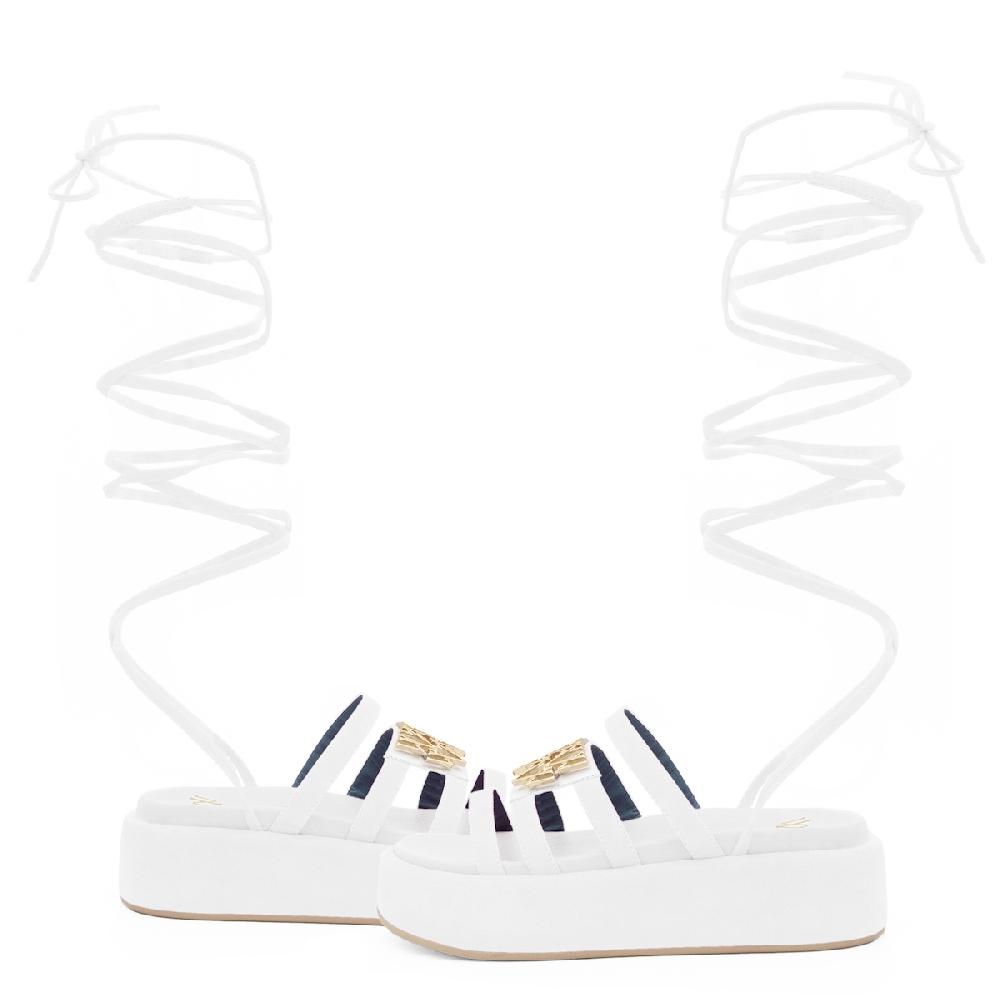 Amalfi By Rangoni Sandalo Allacciato Cannella Bianco