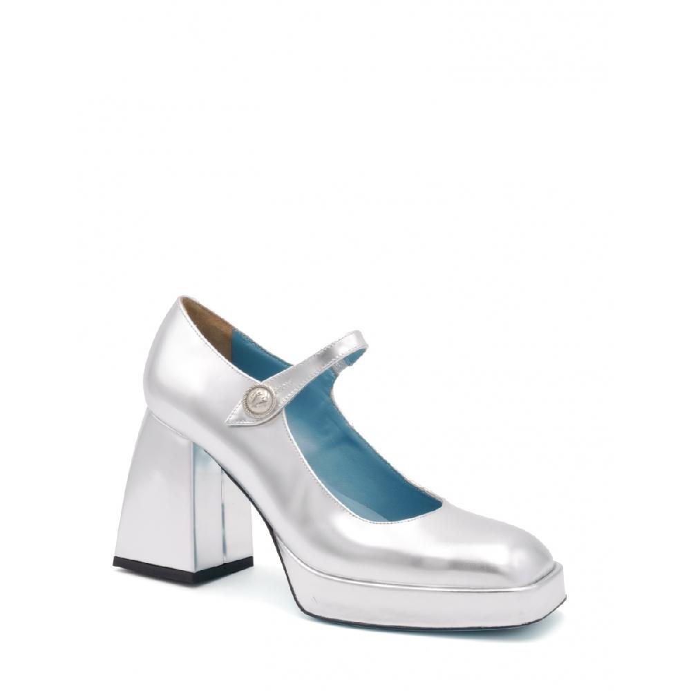 Amalfi By Rangoni Scarpe Mary Jane Plateau Piuma Argento
