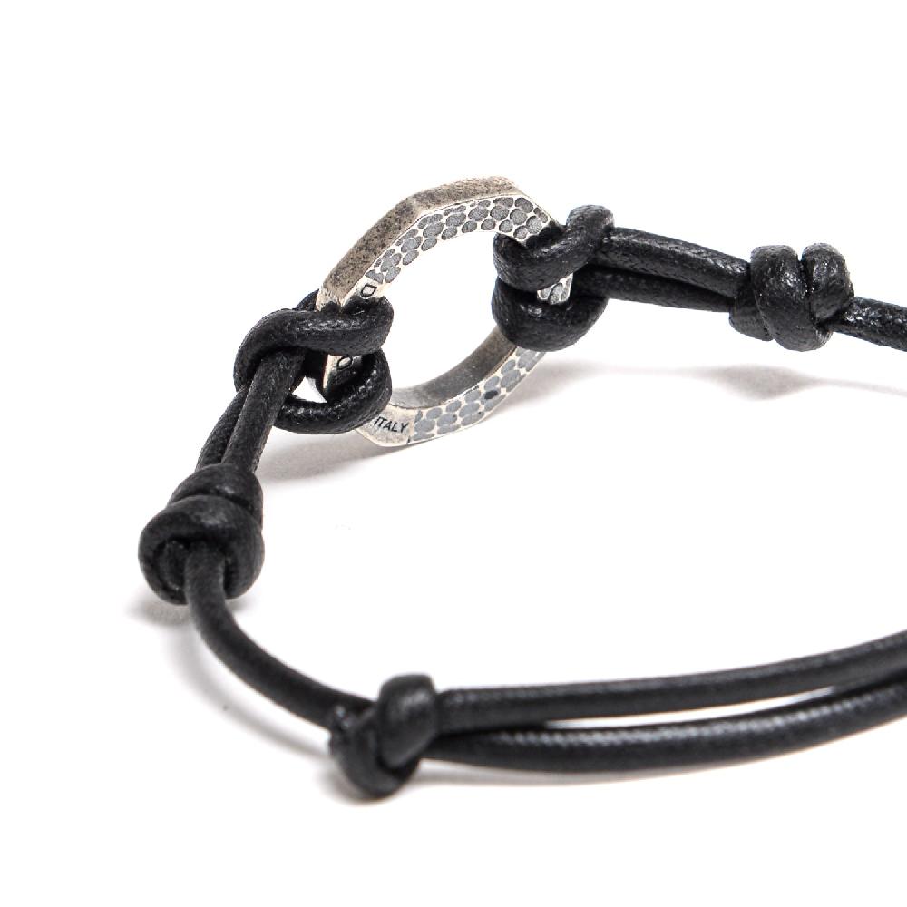 D'AMICO Bracciale Anelle Laccate Verdone + Cordone Cerato Testa Moro