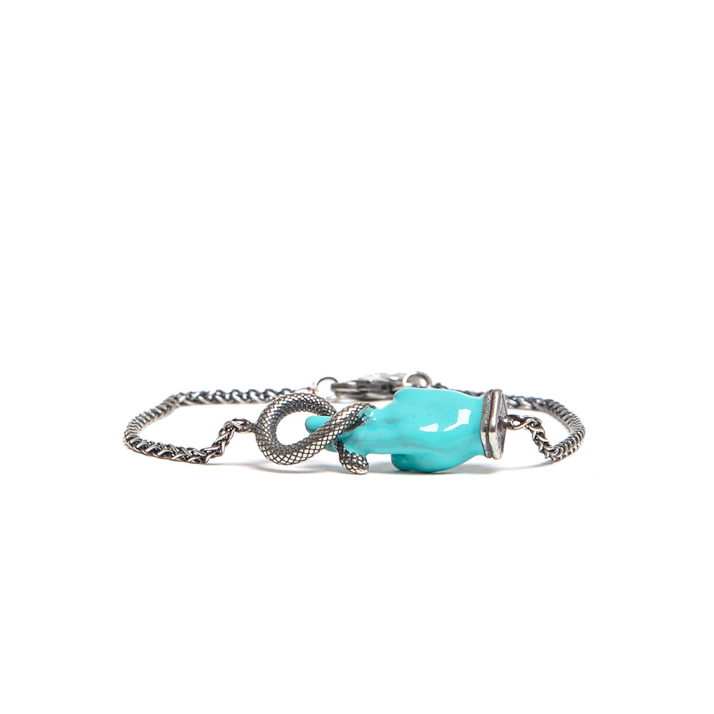 D'AMICO Bracciale Catenina con "Good Luck" Laccato Turchese