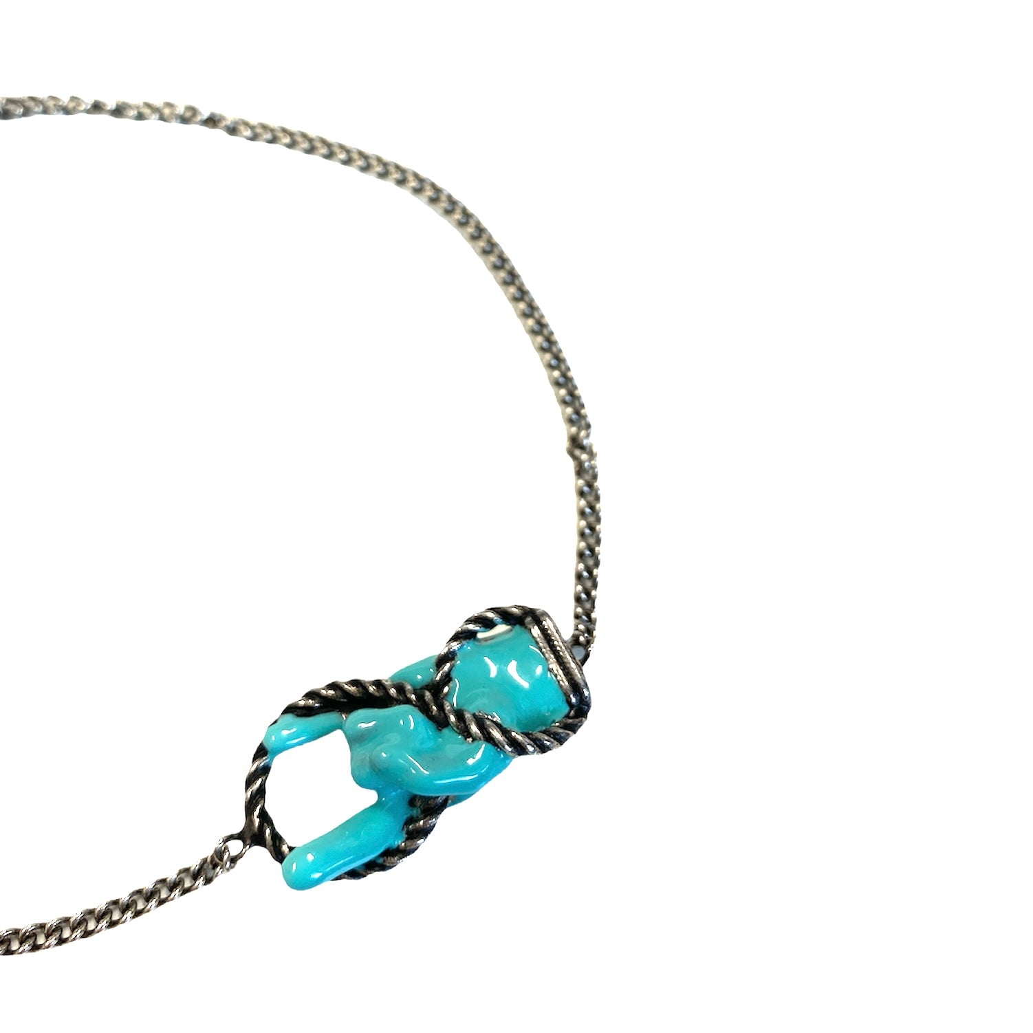 D'AMICO Bracciale Catenina Con "Horn" Laccato Turchese