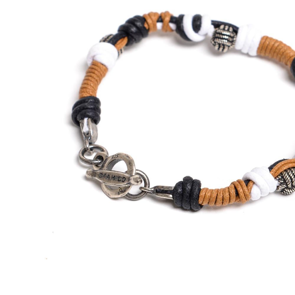 D'AMICO Bracciale Catenina Fili Cerati Annodati + Palline Nodo