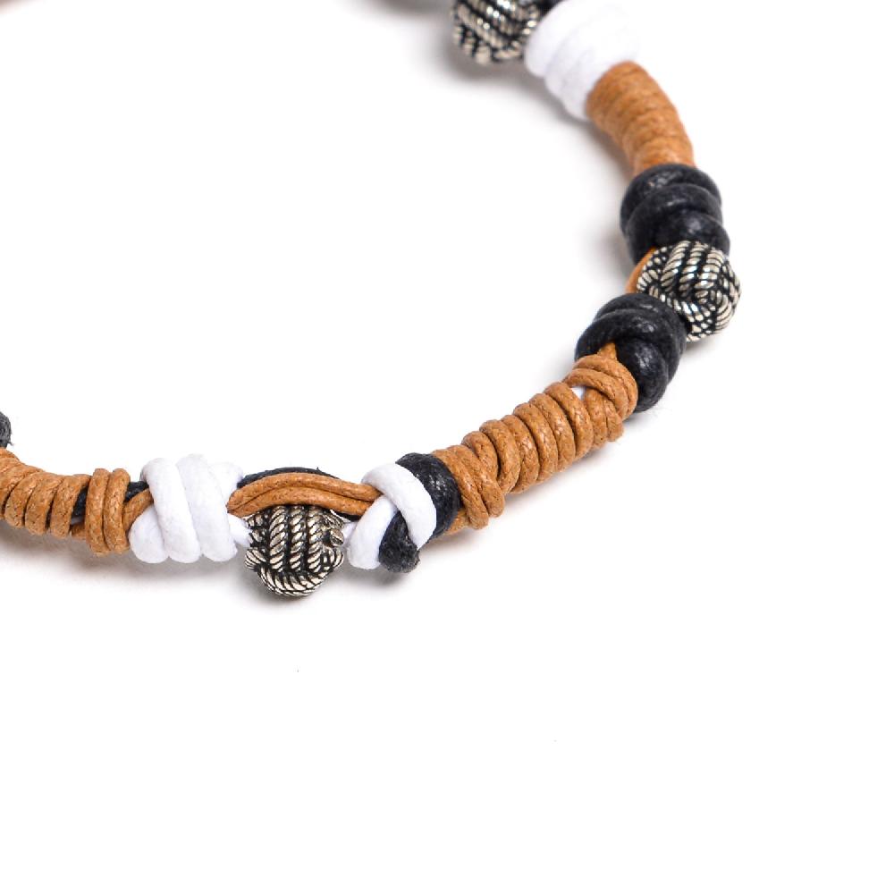 D'AMICO Bracciale Catenina Fili Cerati Annodati + Palline Nodo