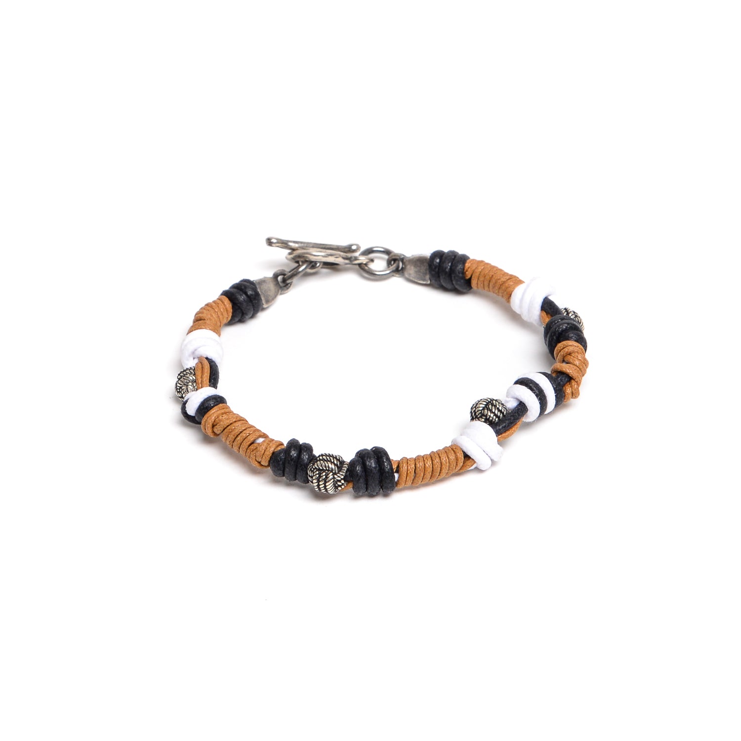 D'AMICO Bracciale Catenina Fili Cerati Annodati + Palline Nodo