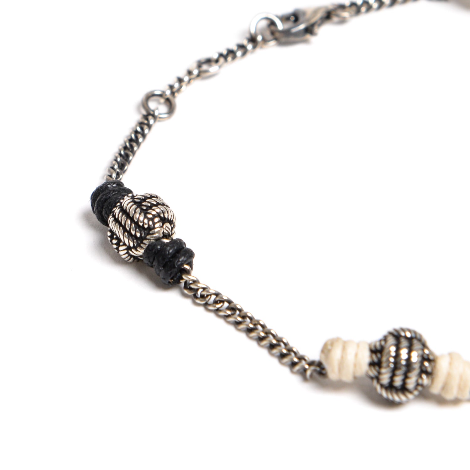 D'AMICO Bracciale Catenina + Palline Nodo Argento + Filo Cerato