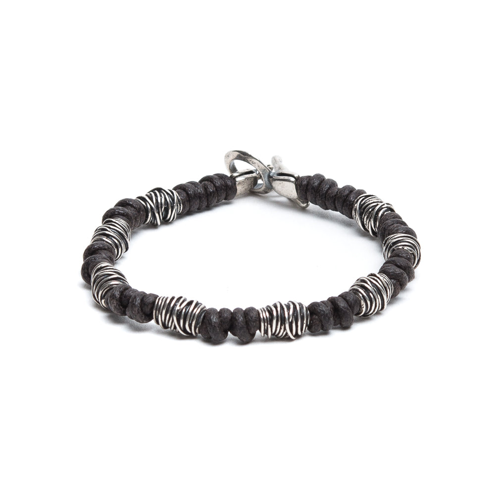 D'AMICO Bracciale Cotone Cerato + Argento 925 Testa Moro