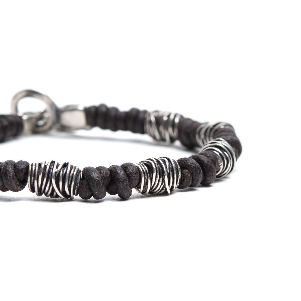 D'AMICO Bracciale Cotone Cerato + Argento 925 Testa Moro