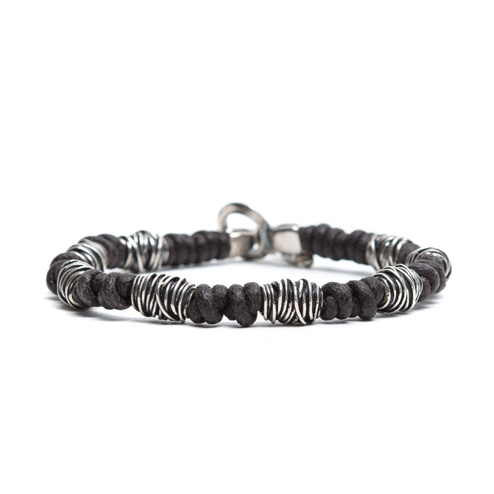 D'AMICO Bracciale Cotone Cerato + Argento 925 Testa Moro