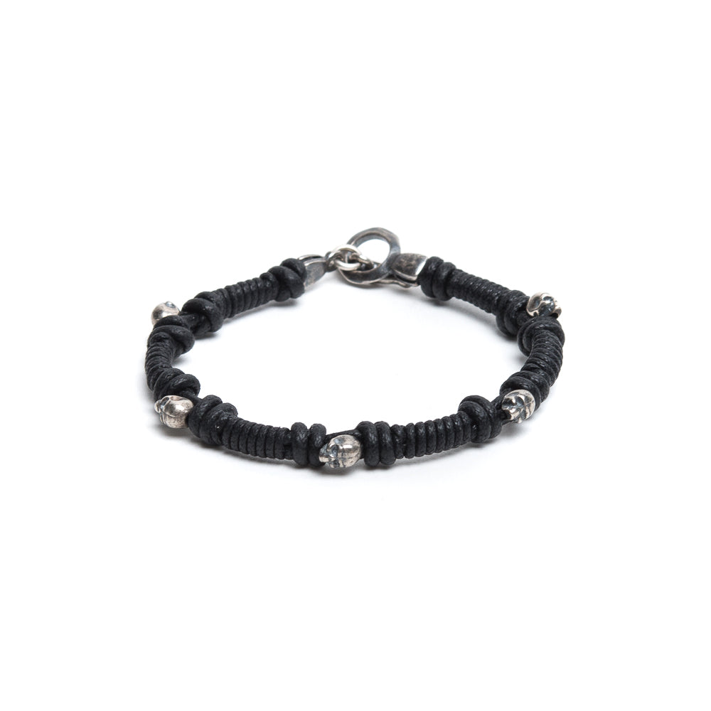 D'AMICO Bracciale Cotone Cerato + Teschietti Argento 925