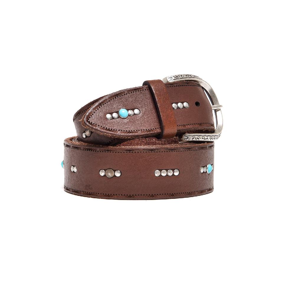 D'AMICO Cintura Borchiette Argento + Turchesi H40 Testa Moro