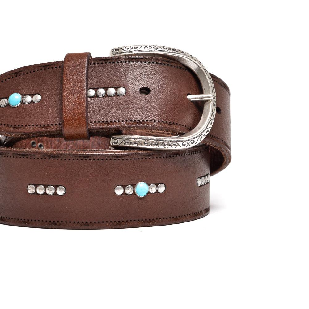 D'AMICO Cintura Borchiette Argento + Turchesi H40 Testa Moro