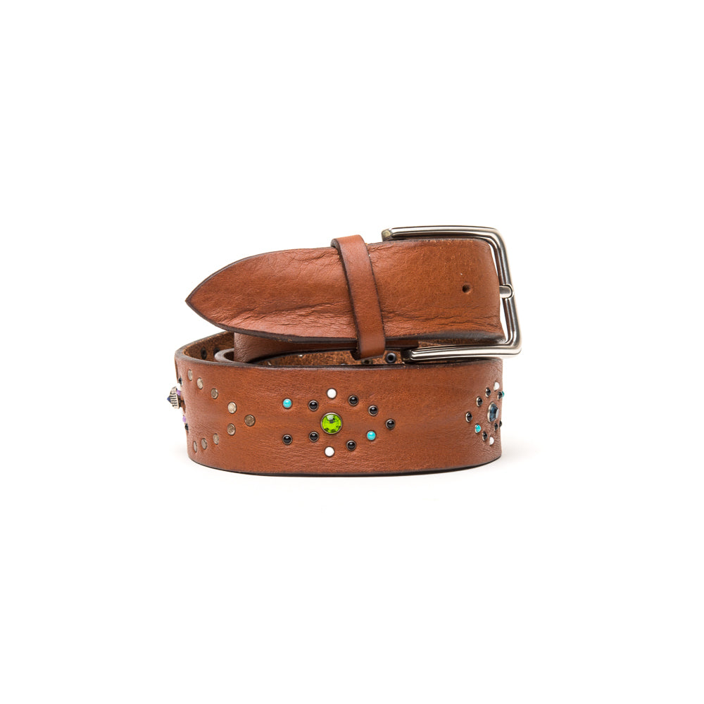 D'AMICO Cintura Cuoio Butter + Borchie Pietre E Trafori