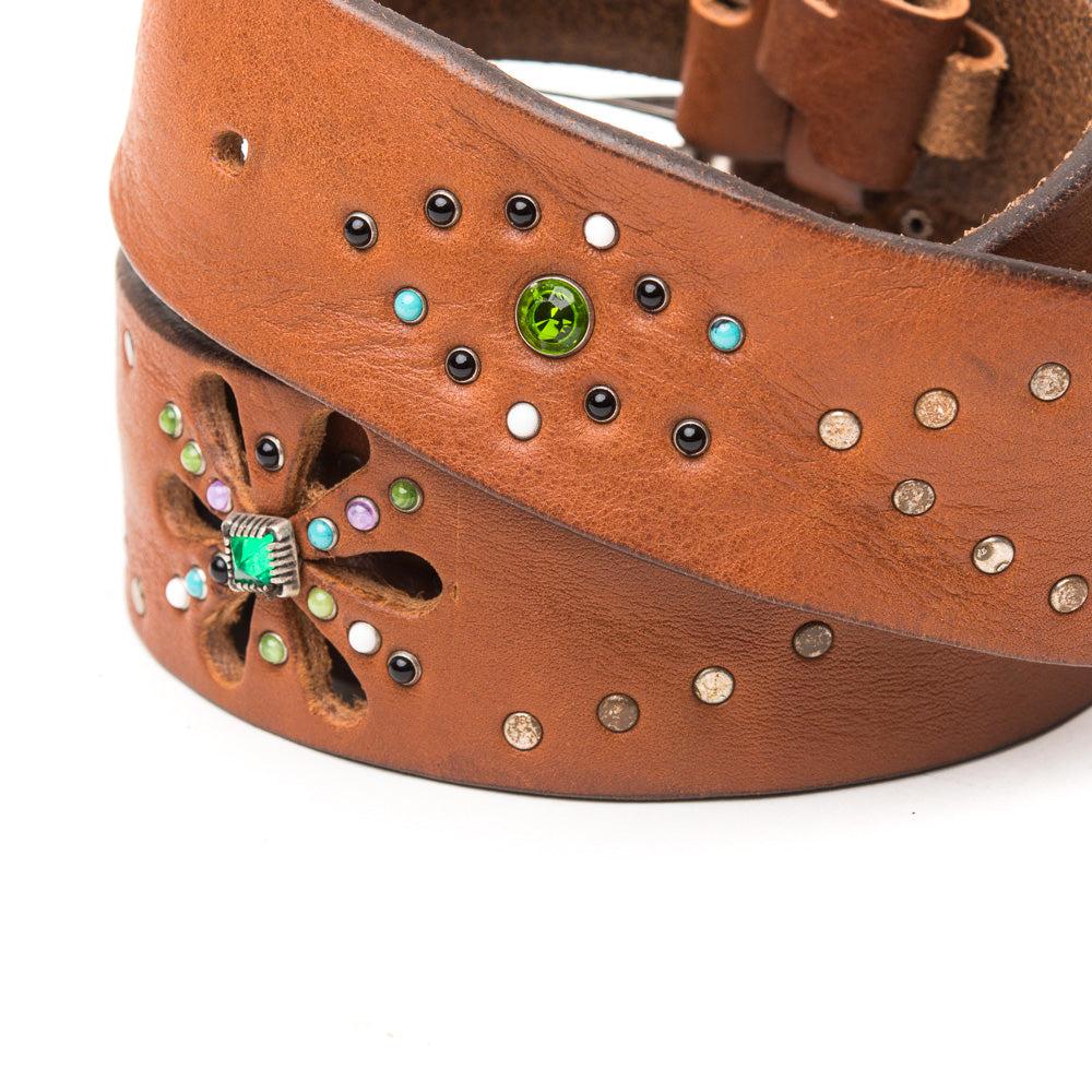 D'AMICO Cintura Cuoio Butter + Borchie Pietre E Trafori