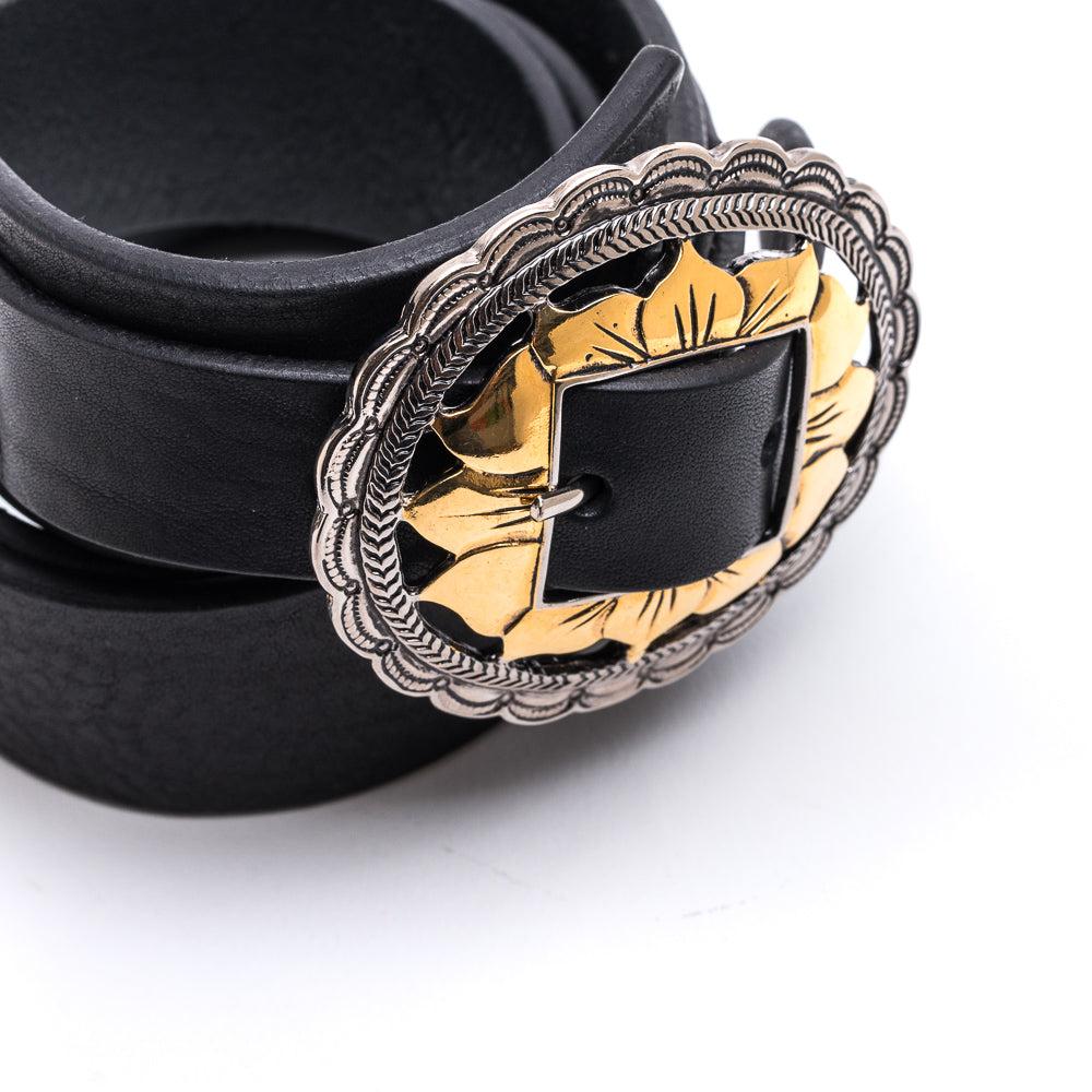 D'AMICO Cintura Cuoio Butter + Fibbia Floreale Bigalvanica