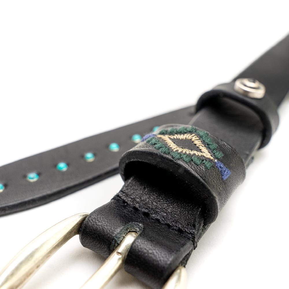 D'AMICO Cintura Cuoio David + Passante Ricamato Borchiato