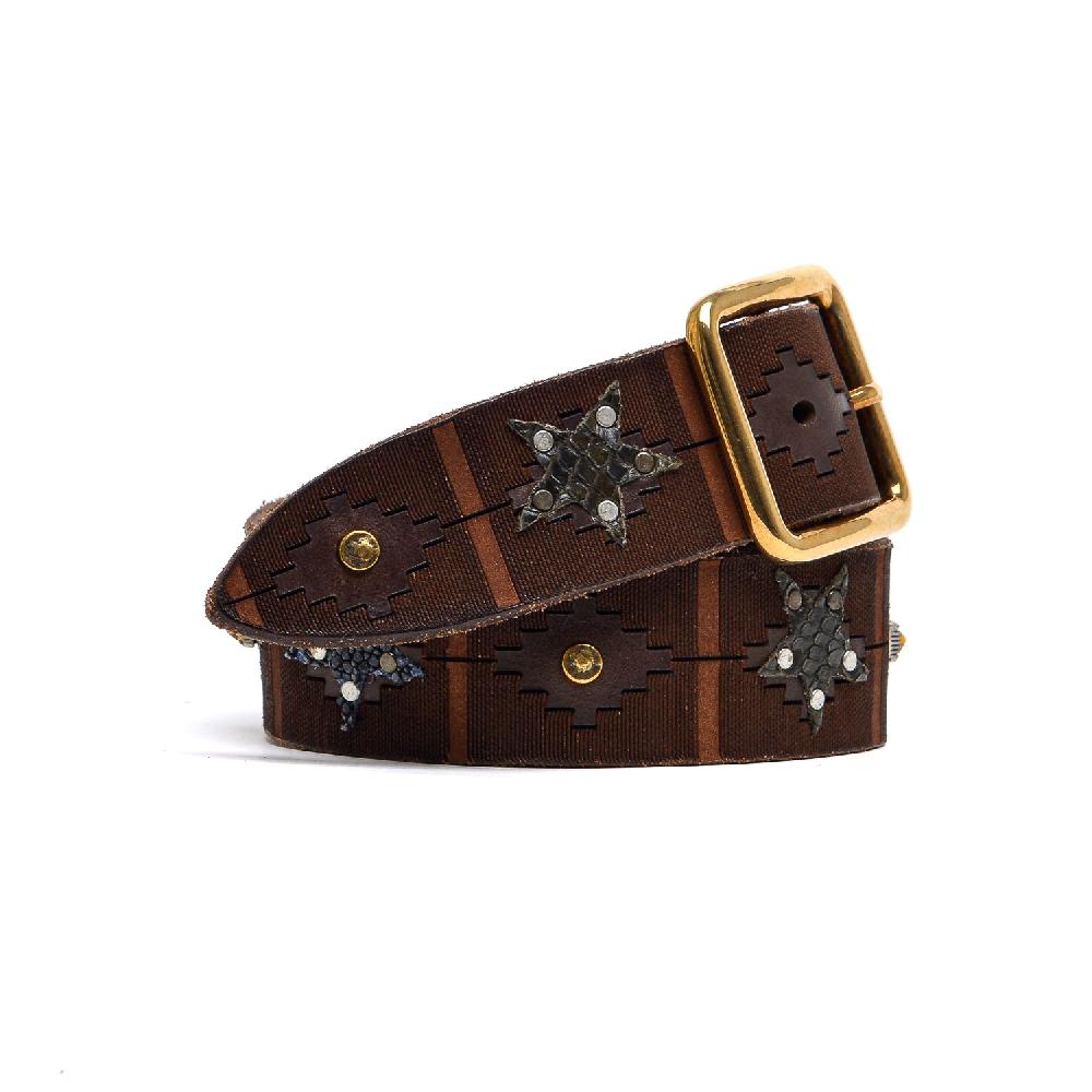 D'AMICO Cintura Cuoio Laserato + Decorazioni Stelle / Pitone / Razza E Pietre