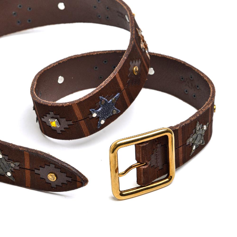 D'AMICO Cintura Cuoio Laserato + Decorazioni Stelle / Pitone / Razza E Pietre