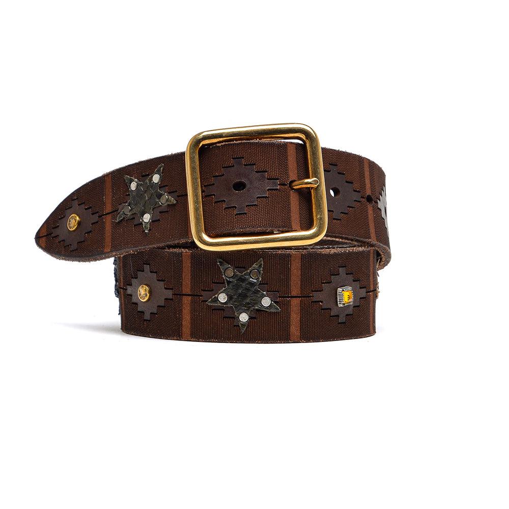 D'AMICO Cintura Cuoio Laserato + Decorazioni Stelle / Pitone / Razza e Pietre