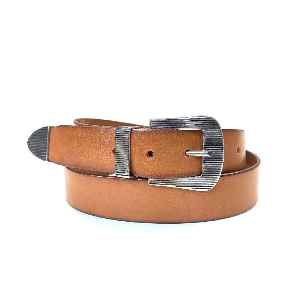 D'AMICO Cintura Cuoio Tinto Morbido Tris Millerighe Cuoio