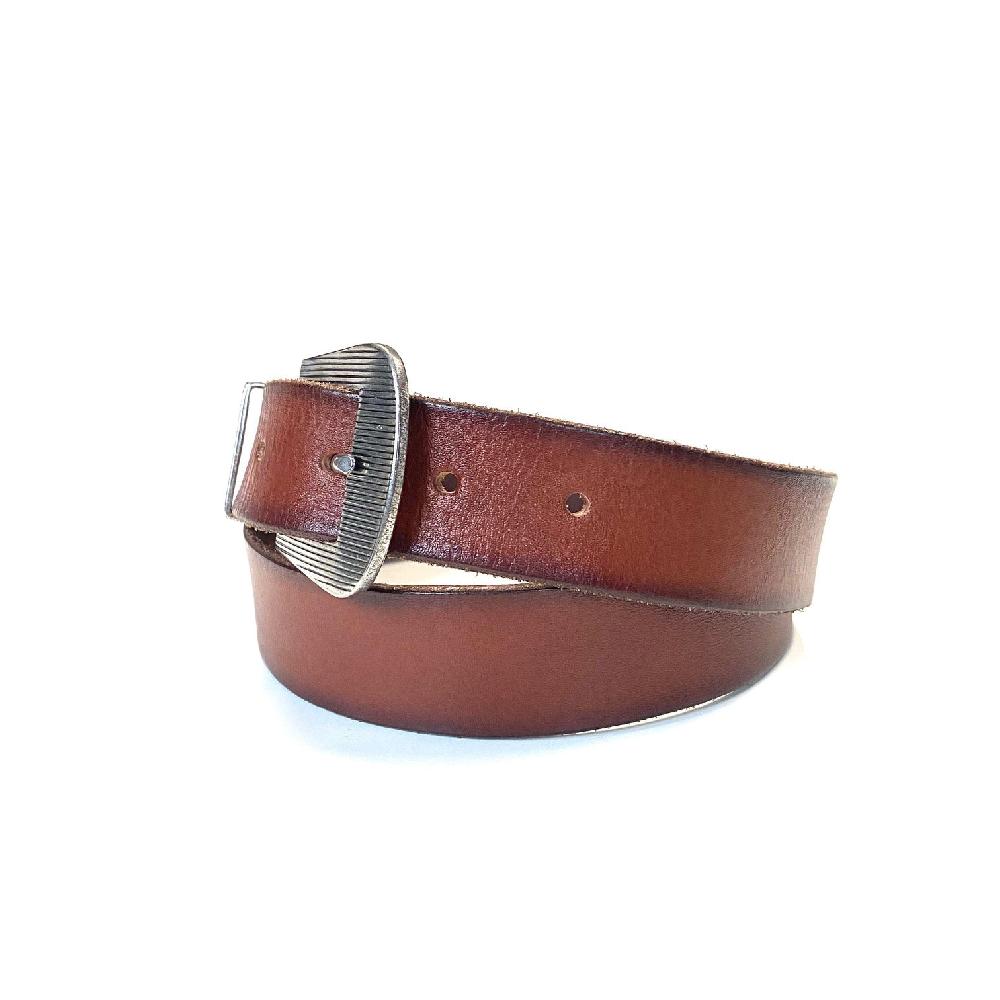 D'AMICO Cintura Cuoio Tinto Morbido Tris Millerighe Marrone