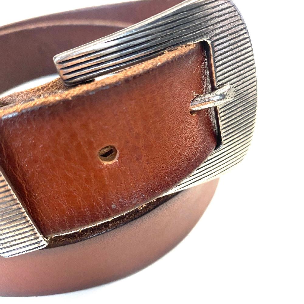 D'AMICO Cintura Cuoio Tinto Morbido Tris Millerighe Marrone