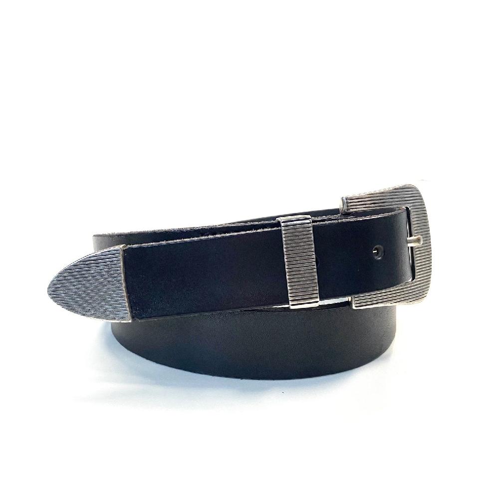 D'AMICO Cintura Cuoio Tinto Morbido Tris Millerighe Nera