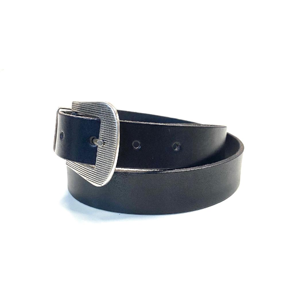 D'AMICO Cintura Cuoio Tinto Morbido Tris Millerighe Nera