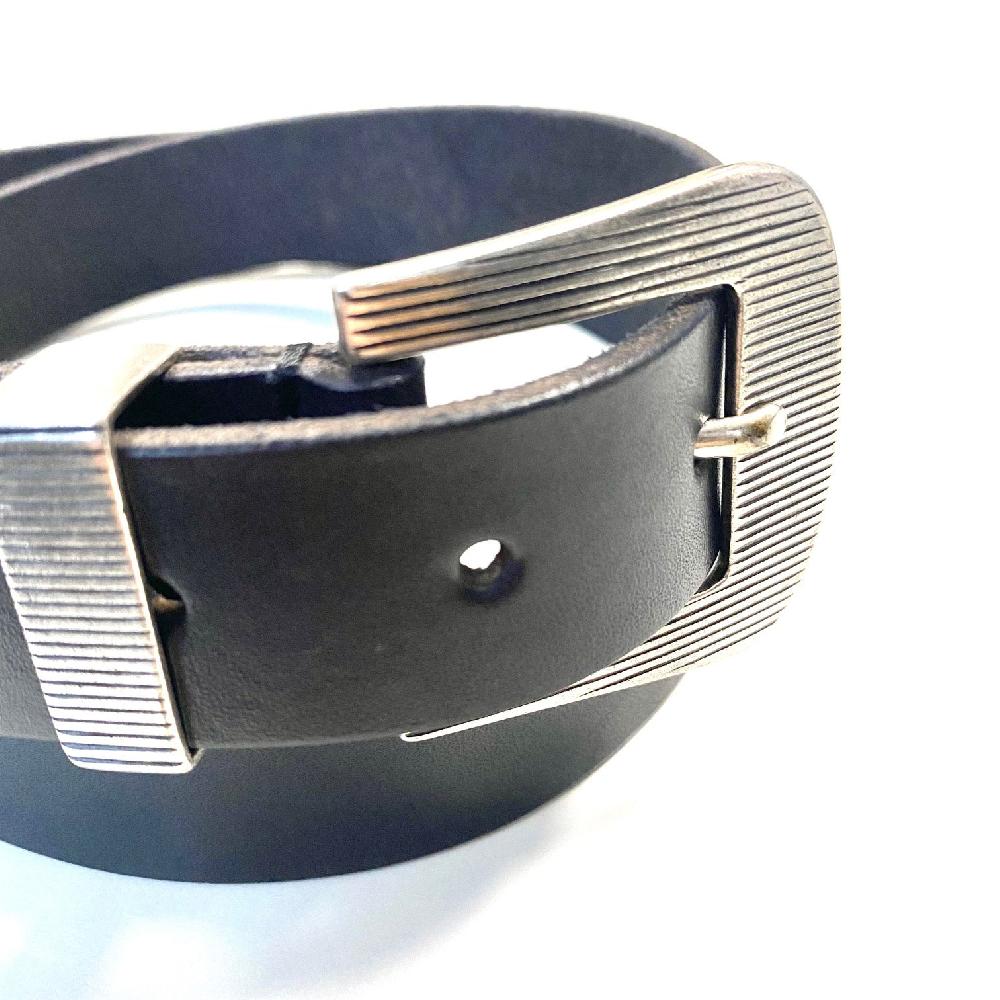 D'AMICO Cintura Cuoio Tinto Morbido Tris Millerighe Nera