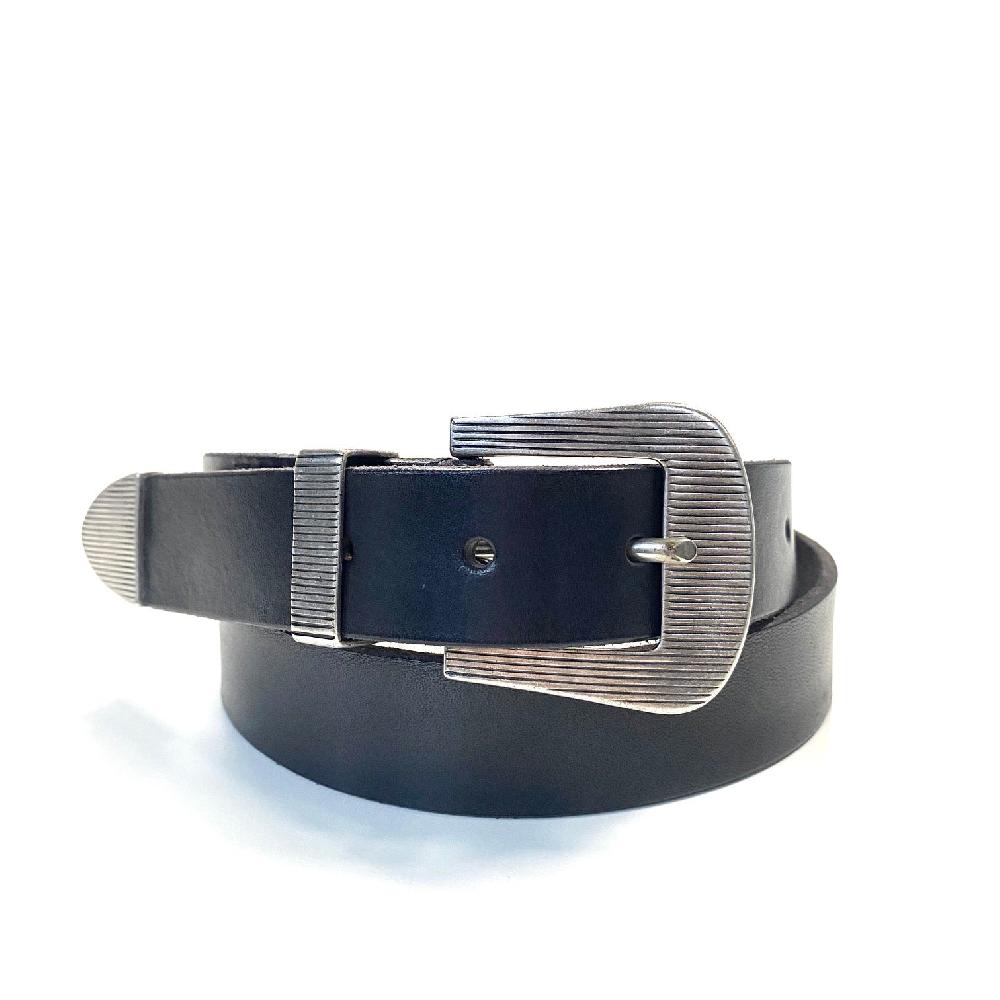 D'AMICO Cintura Cuoio Tinto Morbido Tris Millerighe Nera