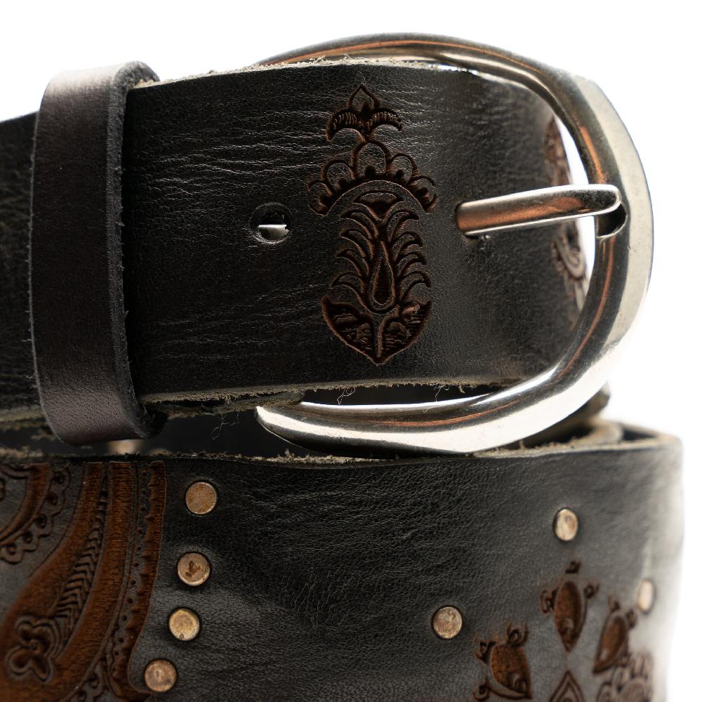 D'AMICO Cintura Cuoio Vintage Brown Laserato Pasley E Decorazioni