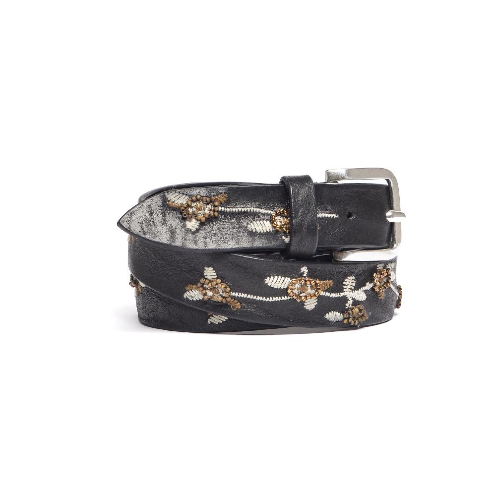 D'AMICO Cintura PHILIPE Cuoio Vintage + Ricamo Perline