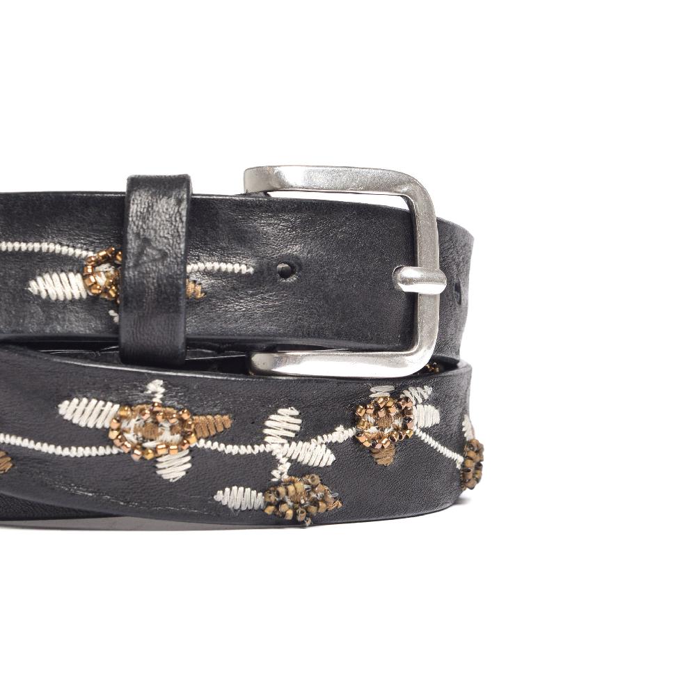 D'AMICO Cintura PHILIPE Cuoio Vintage + Ricamo Perline