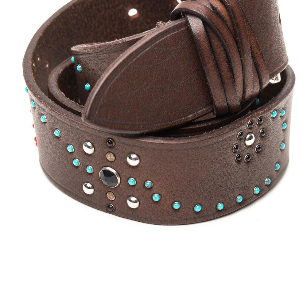 D'AMICO Cintura Texas Cuoio Butter + Borchie E Pietre