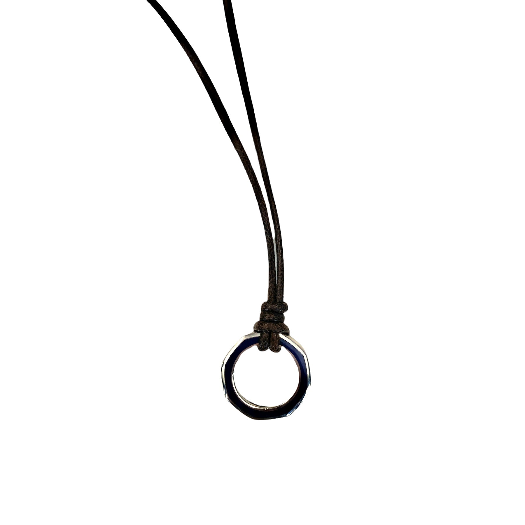 D'AMICO Collana Anella Laccata Blue Navy + Cordone Cerato Testa Moro