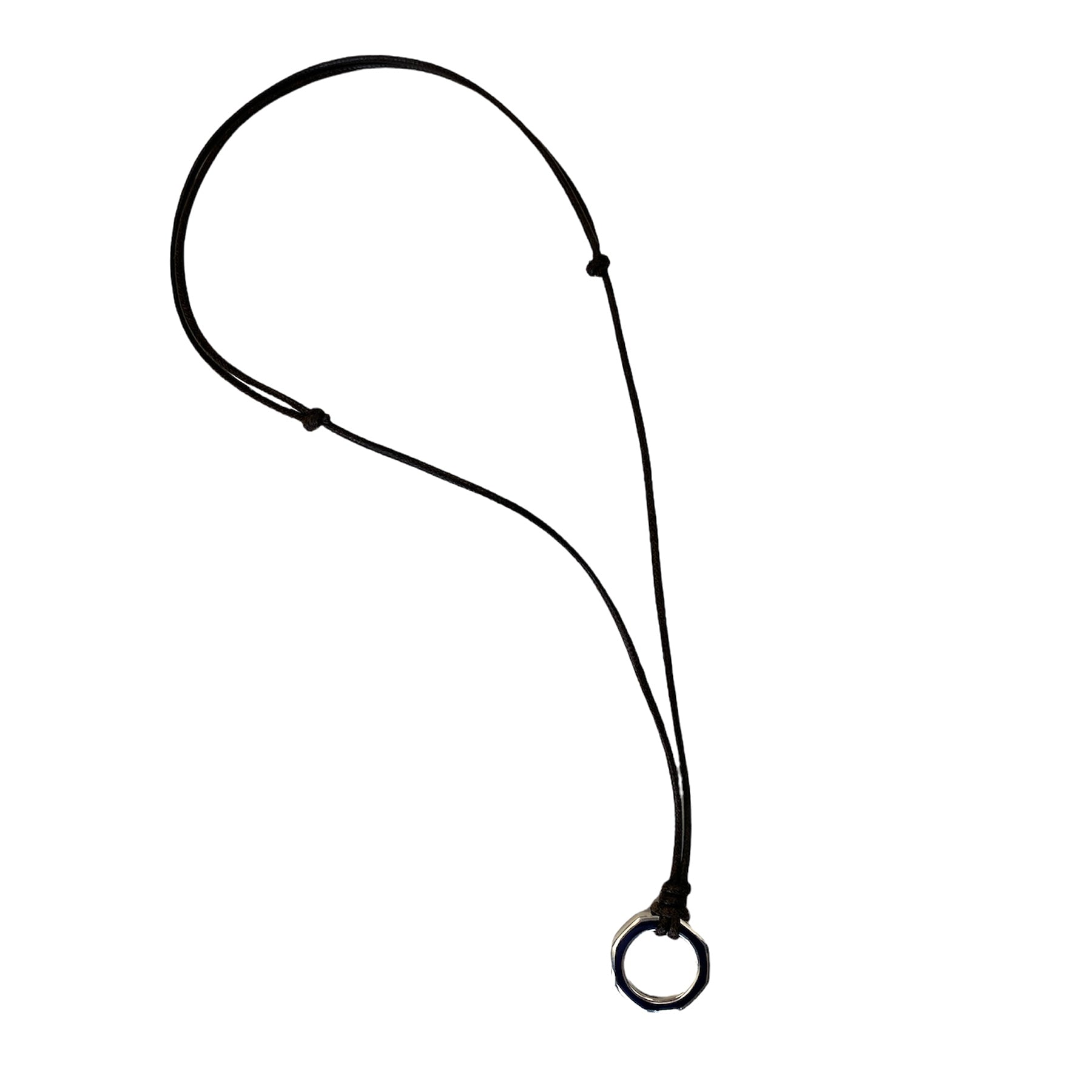 D'AMICO Collana Anella Laccata Blue Navy + Cordone Cerato Testa Moro