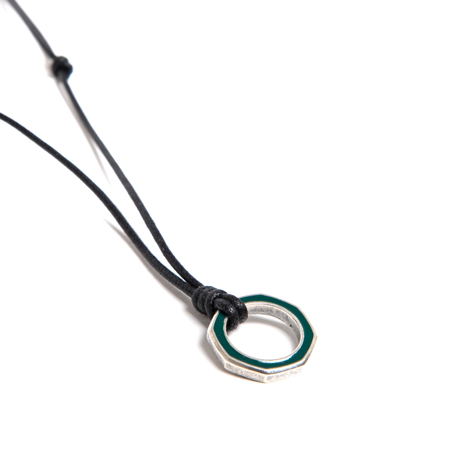 D'AMICO Collana Anella Laccata Verdone + Cordone Cerato Testa Moro