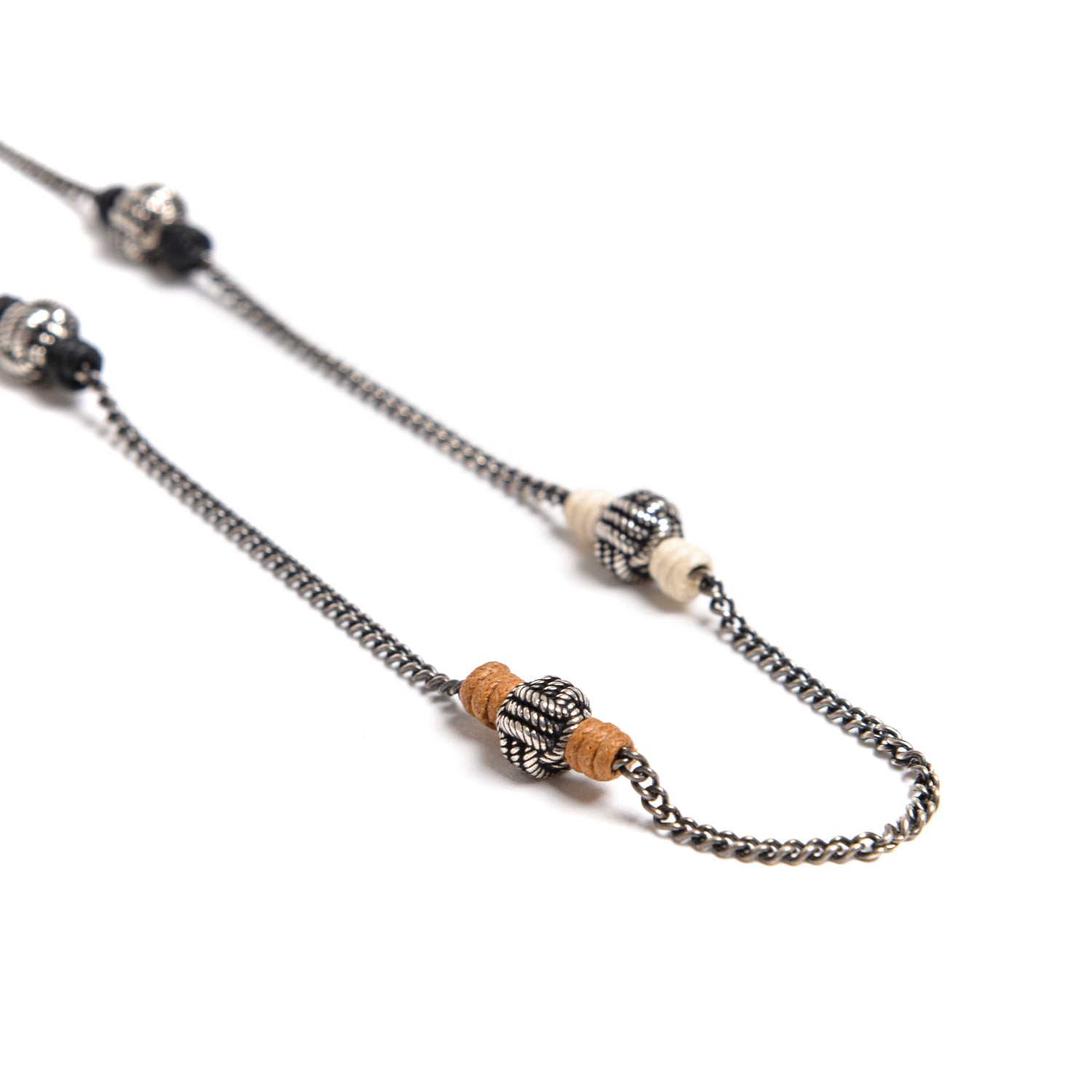 D'AMICO Collana Catena + Palline Nodo Argento + Filo Cerato