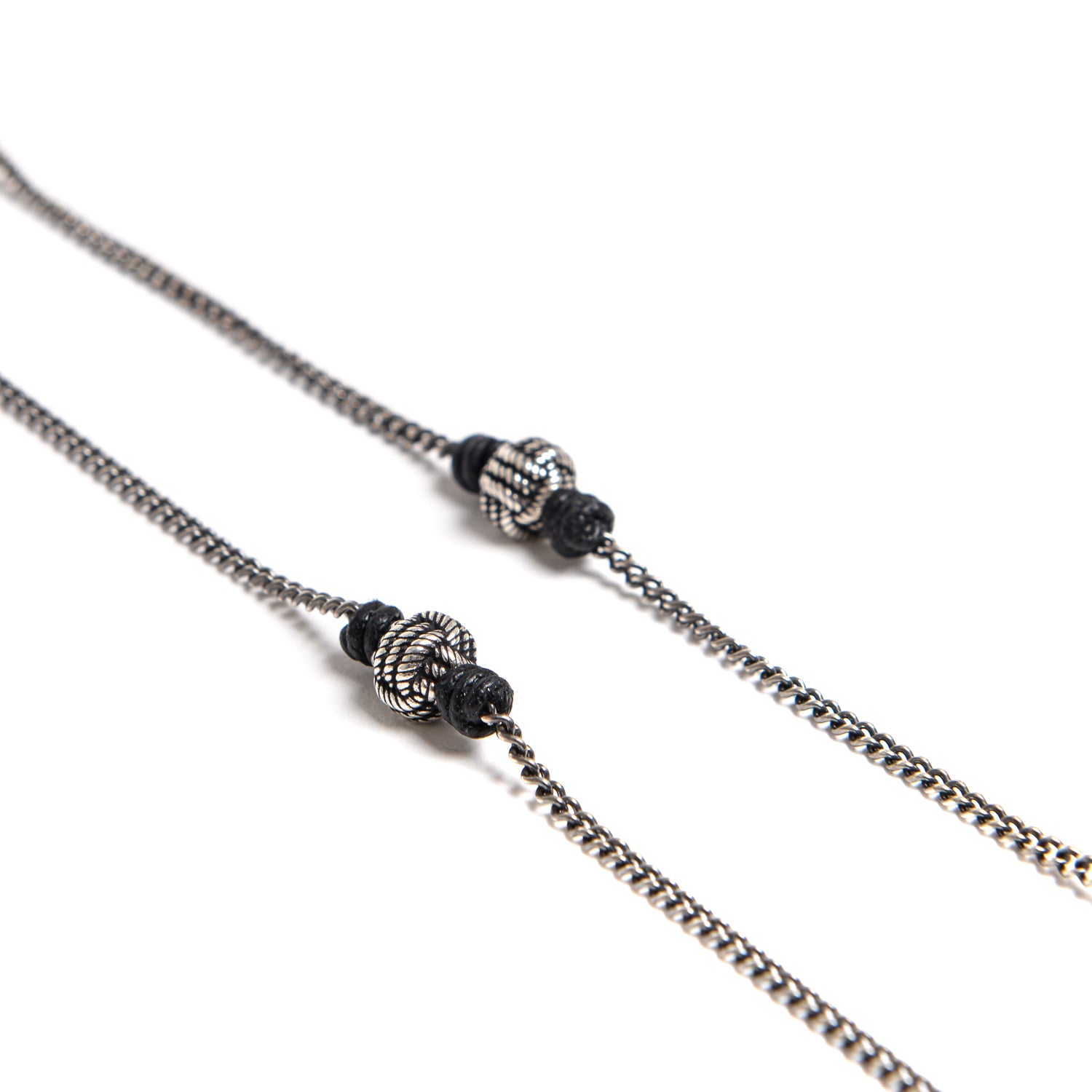 D'AMICO Collana Catena + Palline Nodo Argento + Filo Cerato