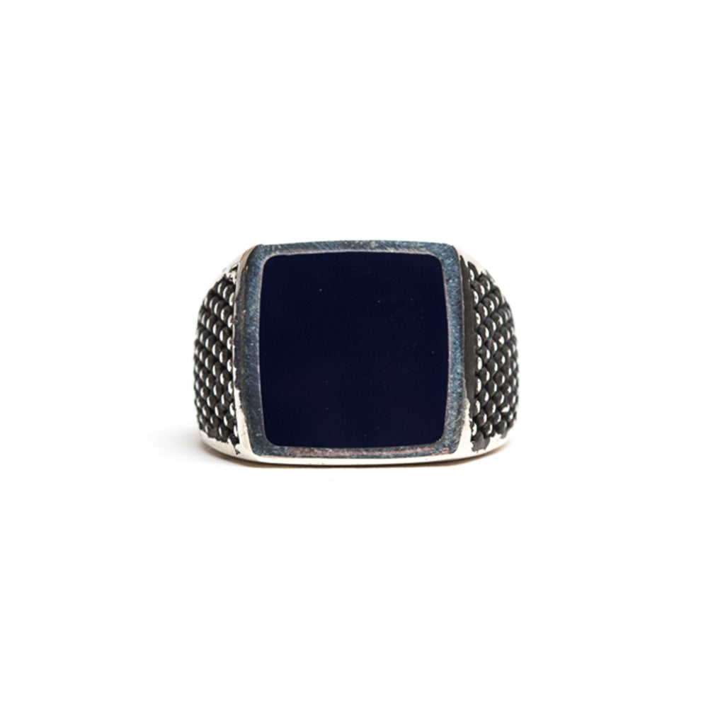 D'AMICO Anello Dupont Quadrato con Lacca Blu