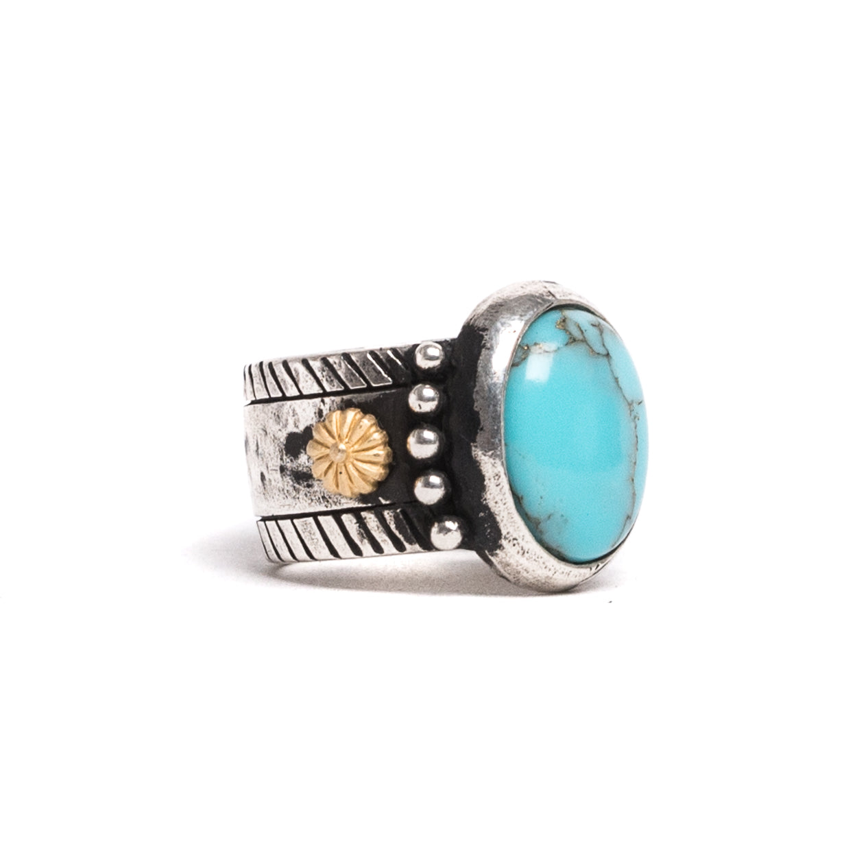 D'AMICO Anello Ovale Turchese + Stelline Dorate